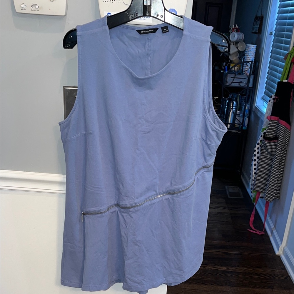 H by Halston Lavender Sleeveless Tank with Horizontal Zip Detail